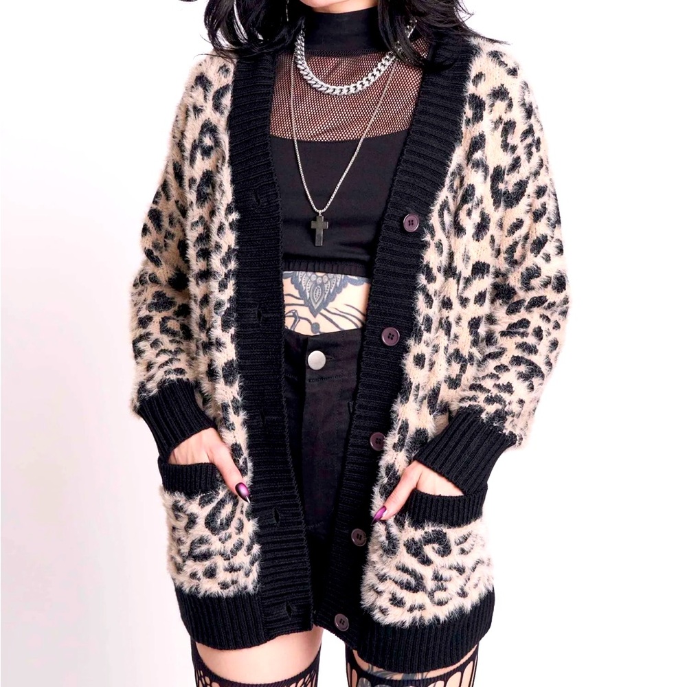 Midnight Hour Leopard Print Cardigan with Black Accents